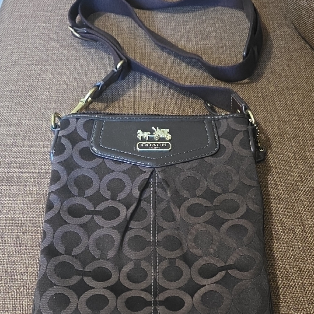 Coach Dark Brown Signature Crossbody Bag - Picture 2 of 4